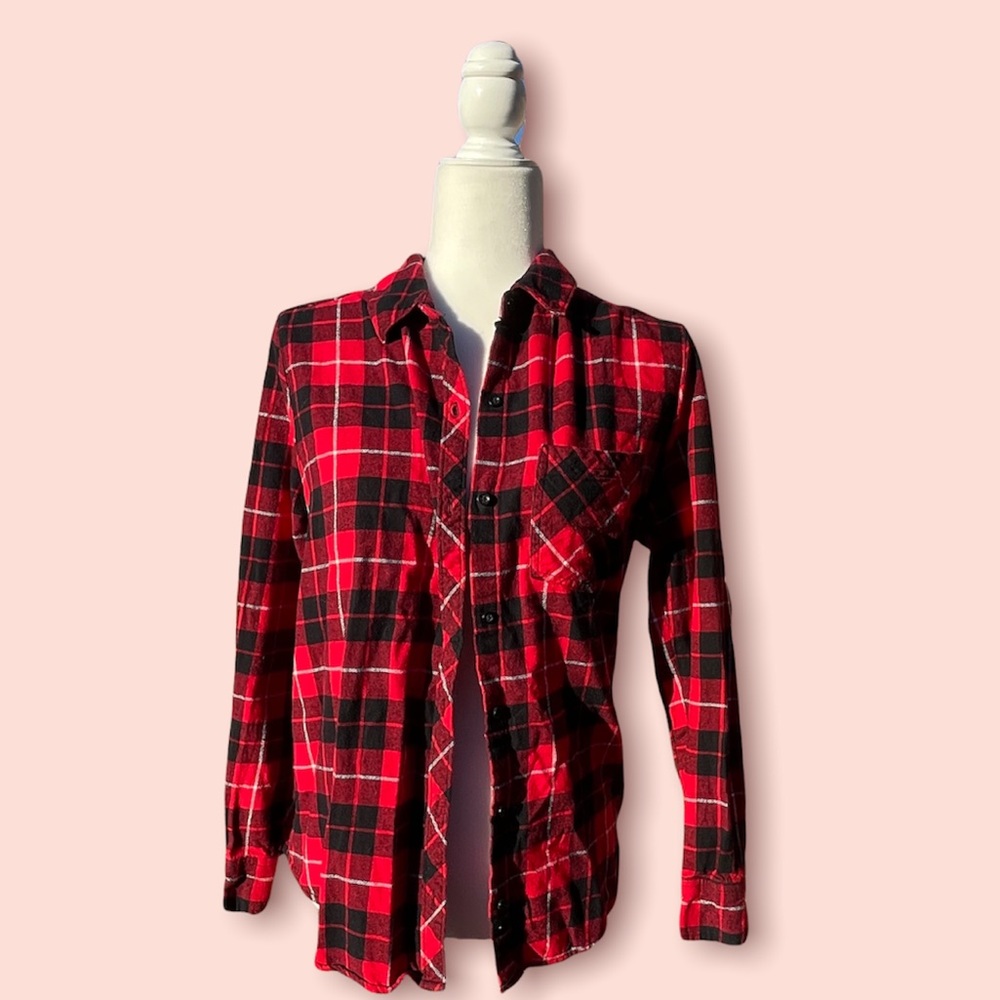 Forever 21 Let Your Heart Wonder Black Red Flannel - Picture 6 of 13